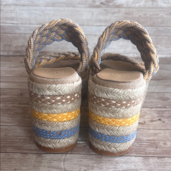 Castaner Blue and Yellow Woven Platform Sandals - Picture 7 of 11